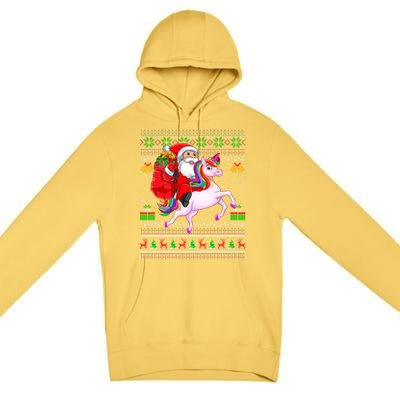 Funny Ugly Xmas Santa Riding Unicorn Christmas Gift Premium Pullover Hoodie