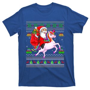 Funny Ugly Xmas Santa Riding Unicorn Christmas Gift T-Shirt