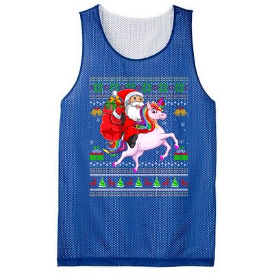 Funny Ugly Xmas Santa Riding Unicorn Christmas Gift Mesh Reversible Basketball Jersey Tank