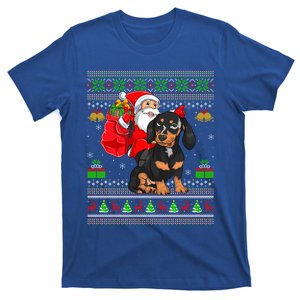 Funny Ugly Xmas Santa Riding Dachshund Dog Christmas Gift T-Shirt