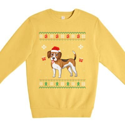 Funny Ugly Xmas Sweater Style Matching Beagle Dog Christmas Gift Premium Crewneck Sweatshirt