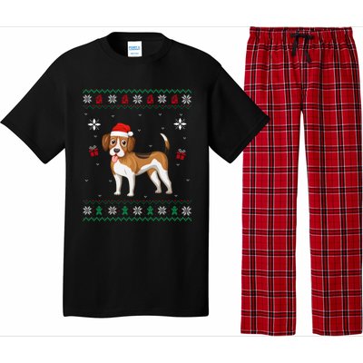 Funny Ugly Xmas Sweater Style Matching Beagle Dog Christmas Gift Pajama Set