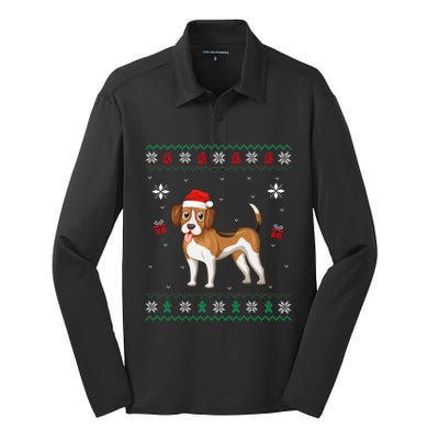 Funny Ugly Xmas Sweater Style Matching Beagle Dog Christmas Gift Silk Touch Performance Long Sleeve Polo