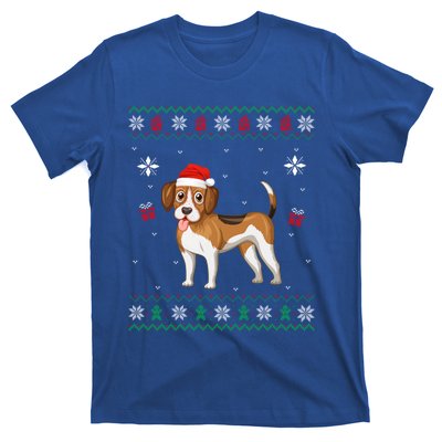 Funny Ugly Xmas Sweater Style Matching Beagle Dog Christmas Gift T-Shirt