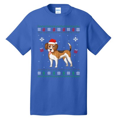 Funny Ugly Xmas Sweater Style Matching Beagle Dog Christmas Gift Tall T-Shirt