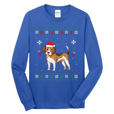 Funny Ugly Xmas Sweater Style Matching Beagle Dog Christmas Gift Tall Long Sleeve T-Shirt