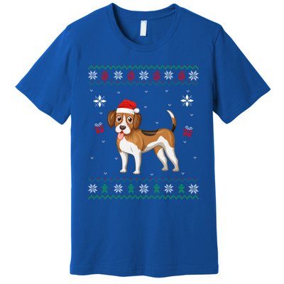 Funny Ugly Xmas Sweater Style Matching Beagle Dog Christmas Gift Premium T-Shirt