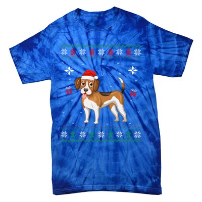 Funny Ugly Xmas Sweater Style Matching Beagle Dog Christmas Gift Tie-Dye T-Shirt