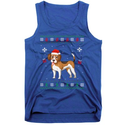 Funny Ugly Xmas Sweater Style Matching Beagle Dog Christmas Gift Tank Top