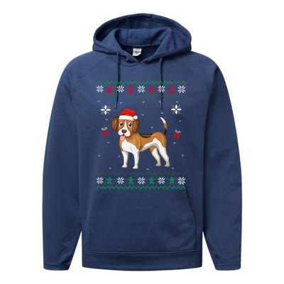 Funny Ugly Xmas Sweater Style Matching Beagle Dog Christmas Gift Performance Fleece Hoodie