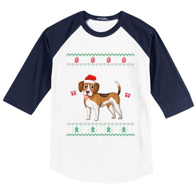 Funny Ugly Xmas Sweater Style Matching Beagle Dog Christmas Gift Baseball Sleeve Shirt