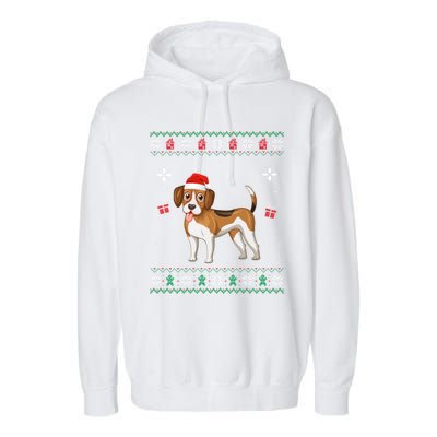 Funny Ugly Xmas Sweater Style Matching Beagle Dog Christmas Gift Garment-Dyed Fleece Hoodie