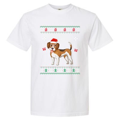 Funny Ugly Xmas Sweater Style Matching Beagle Dog Christmas Gift Garment-Dyed Heavyweight T-Shirt