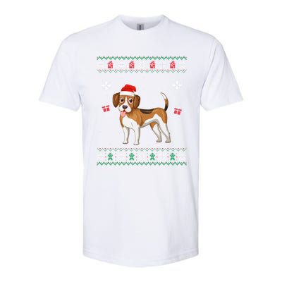 Funny Ugly Xmas Sweater Style Matching Beagle Dog Christmas Gift Softstyle CVC T-Shirt