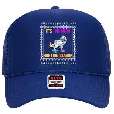 Funny Unicorn Xmas Cute Gift High Crown Mesh Back Trucker Hat