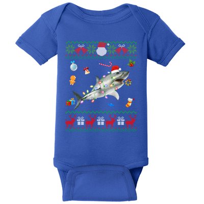 Funny Ugly Xmas Sweater Animals Lights Christmas Shark Cool Gift Baby Bodysuit