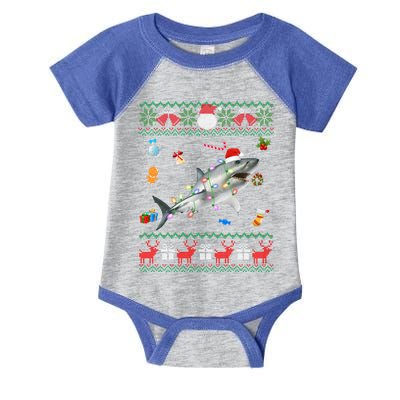 Funny Ugly Xmas Sweater Animals Lights Christmas Shark Cool Gift Infant Baby Jersey Bodysuit