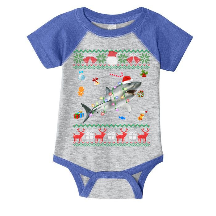 Funny Ugly Xmas Sweater Animals Lights Christmas Shark Cool Gift Infant Baby Jersey Bodysuit