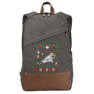 Funny Ugly Xmas Sweater Animals Lights Christmas Shark Cool Gift Cotton Canvas Backpack