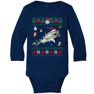 Funny Ugly Xmas Sweater Animals Lights Christmas Shark Cool Gift Baby Long Sleeve Bodysuit