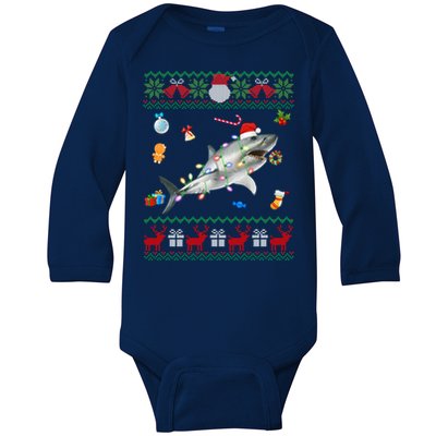 Funny Ugly Xmas Sweater Animals Lights Christmas Shark Cool Gift Baby Long Sleeve Bodysuit