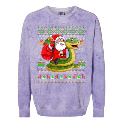 Funny Ugly Xmas Santa Riding Snake Christmas Gift Colorblast Crewneck Sweatshirt