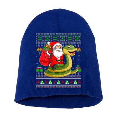 Funny Ugly Xmas Santa Riding Snake Christmas Gift Short Acrylic Beanie