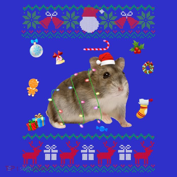 Funny Ugly Xmas Sweater Animals Lights Christmas Hamster Great Gift Womens T-Shirt