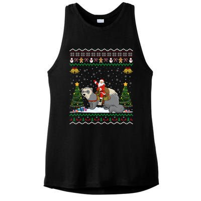 Ferret Ugly Xmas Gift Santa Riding Ferret Christmas Gift Ladies PosiCharge Tri-Blend Wicking Tank