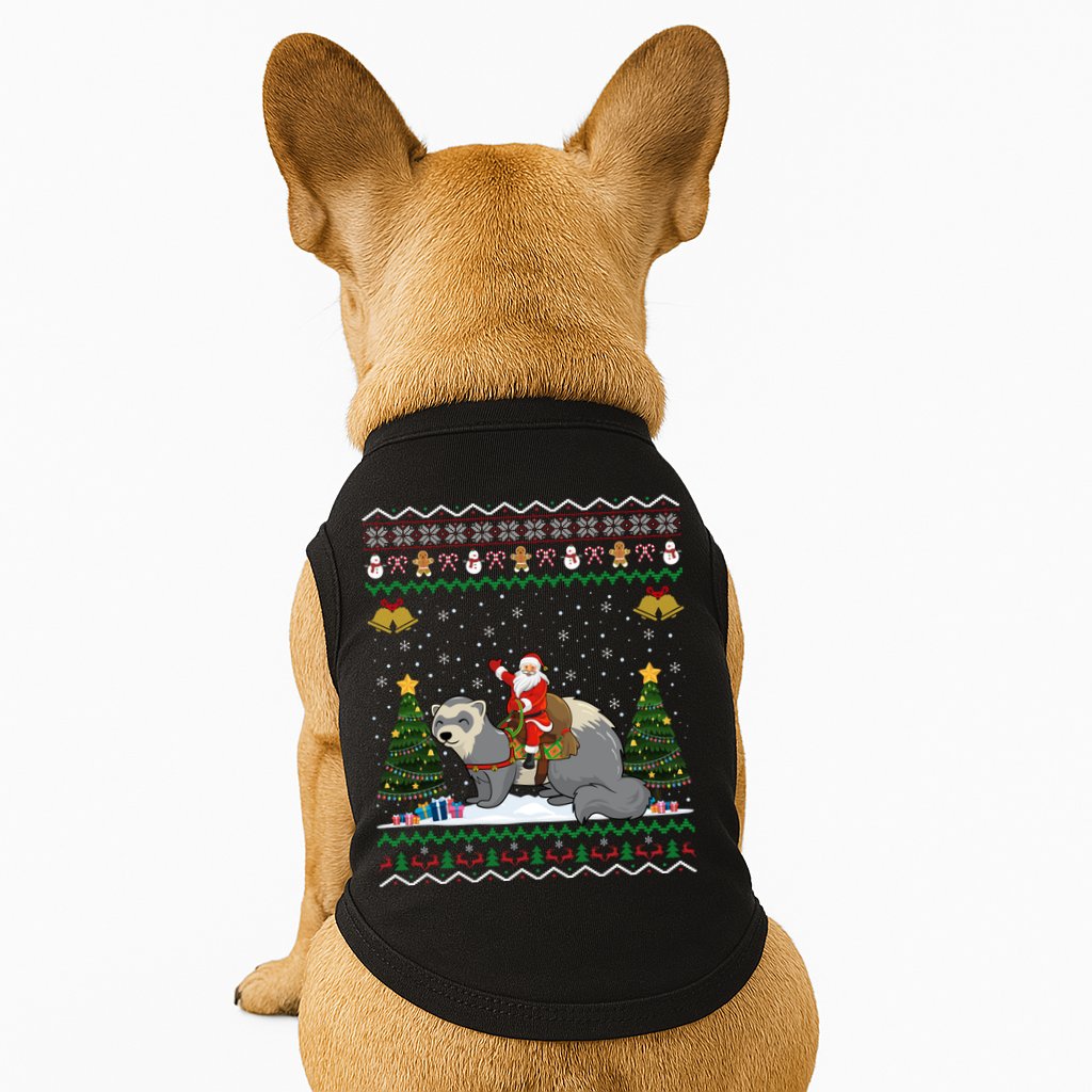 Ferret Ugly Xmas Gift Santa Riding Ferret Christmas Gift Doggie Tank