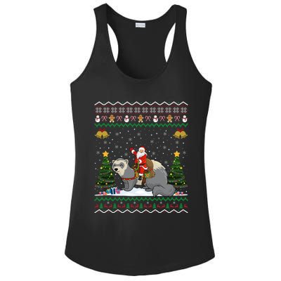 Ferret Ugly Xmas Gift Santa Riding Ferret Christmas Gift Ladies PosiCharge Competitor Racerback Tank