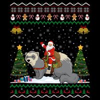 Ferret Ugly Xmas Gift Santa Riding Ferret Christmas Gift Youth Performance Sprint T-Shirt