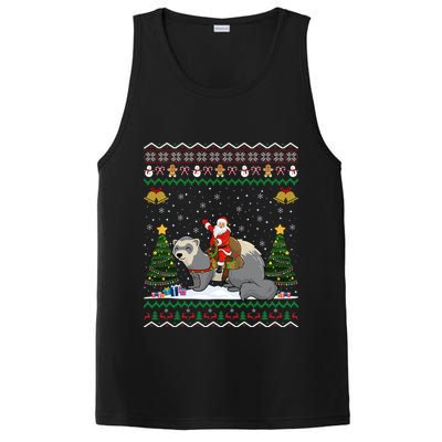 Ferret Ugly Xmas Gift Santa Riding Ferret Christmas Gift PosiCharge Competitor Tank