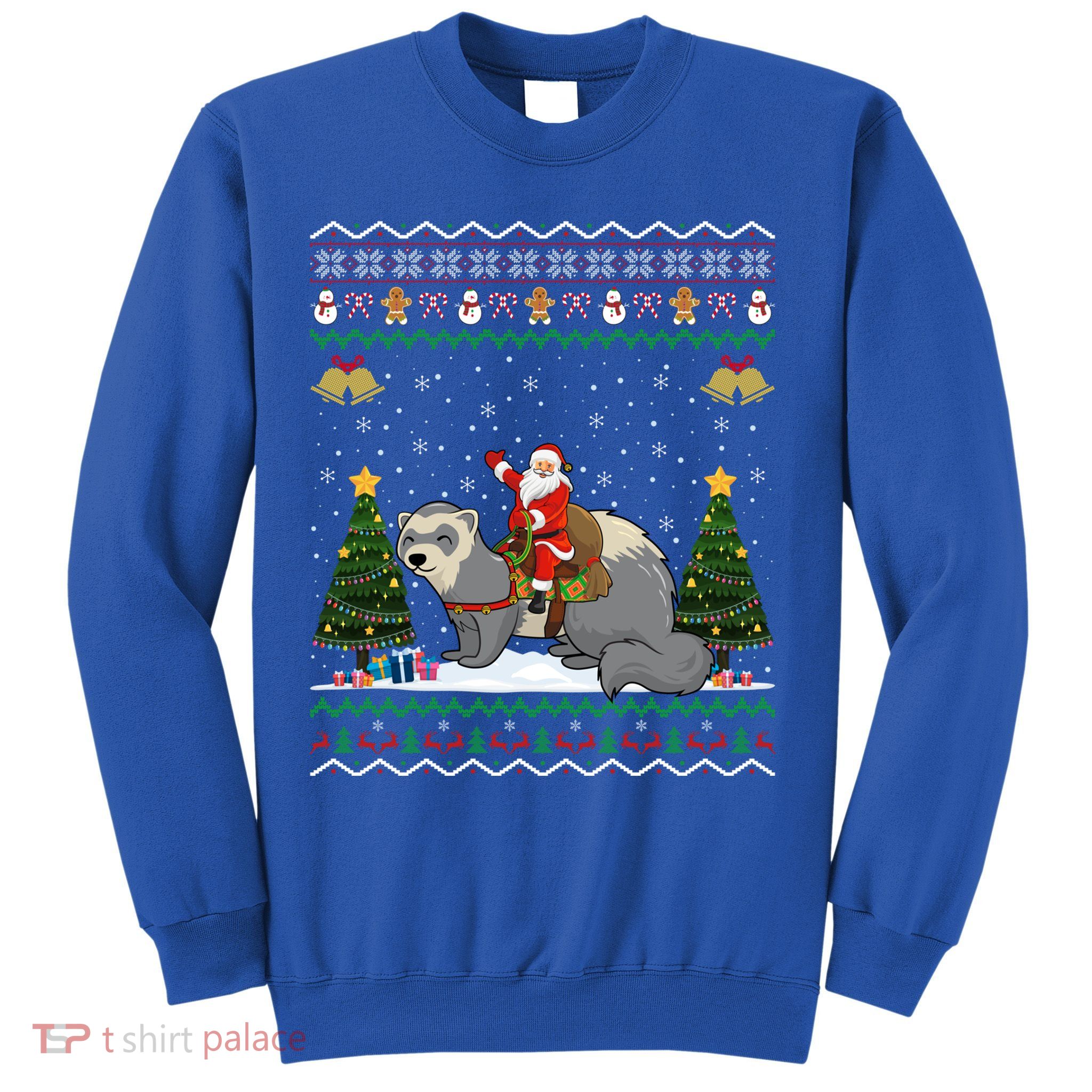 Ferret Ugly Xmas Gift Santa Riding Ferret Christmas Gift Sweatshirt