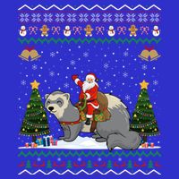 Ferret Ugly Xmas Gift Santa Riding Ferret Christmas Gift Button