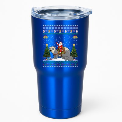 Ferret Ugly Xmas Gift Santa Riding Ferret Christmas Gift Tumbler