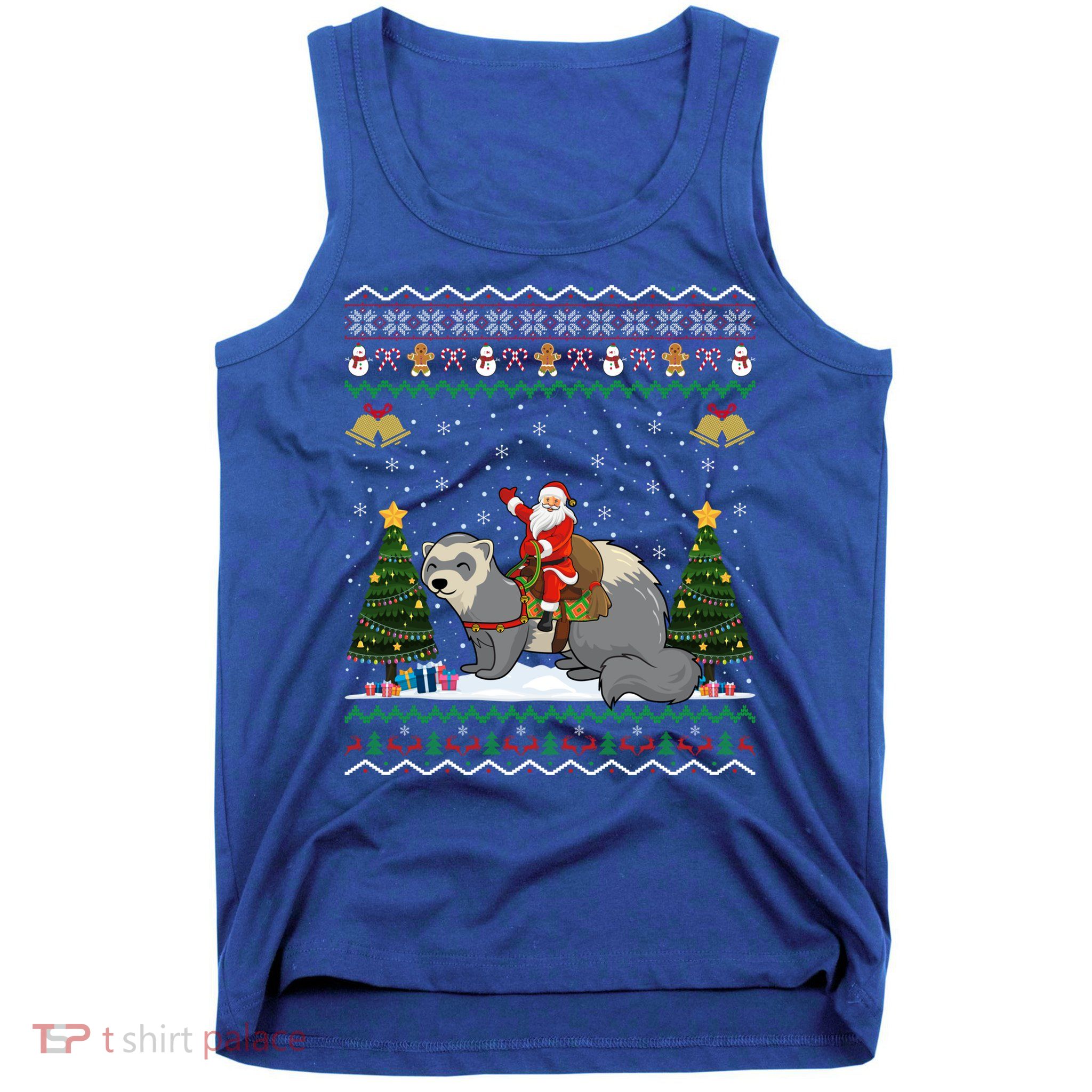 Ferret Ugly Xmas Gift Santa Riding Ferret Christmas Gift Tank Top