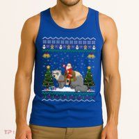 Ferret Ugly Xmas Gift Santa Riding Ferret Christmas Gift Tank Top