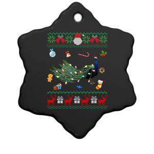 Funny Ugly Xmas Sweater Animals Lights Christmas Peacock Cute Gift Ceramic Star Ornament