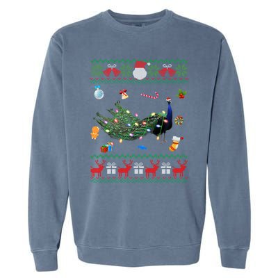 Funny Ugly Xmas Sweater Animals Lights Christmas Peacock Cute Gift Garment-Dyed Sweatshirt