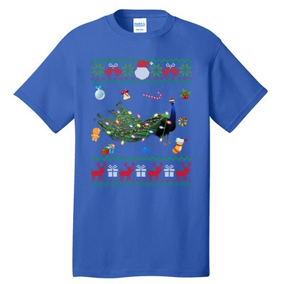 Funny Ugly Xmas Sweater Animals Lights Christmas Peacock Cute Gift Tall T-Shirt