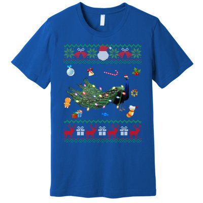 Funny Ugly Xmas Sweater Animals Lights Christmas Peacock Cute Gift Premium T-Shirt