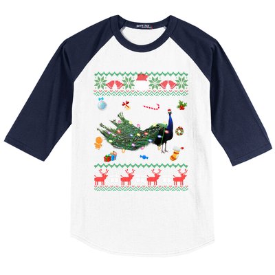 Funny Ugly Xmas Sweater Animals Lights Christmas Peacock Cute Gift Baseball Sleeve Shirt