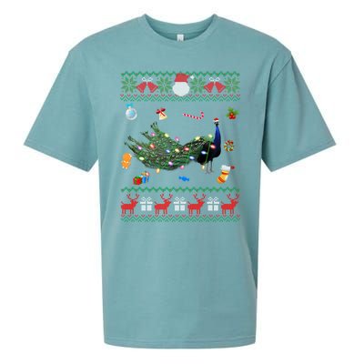 Funny Ugly Xmas Sweater Animals Lights Christmas Peacock Cute Gift Sueded Cloud Jersey T-Shirt