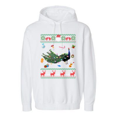 Funny Ugly Xmas Sweater Animals Lights Christmas Peacock Cute Gift Garment-Dyed Fleece Hoodie