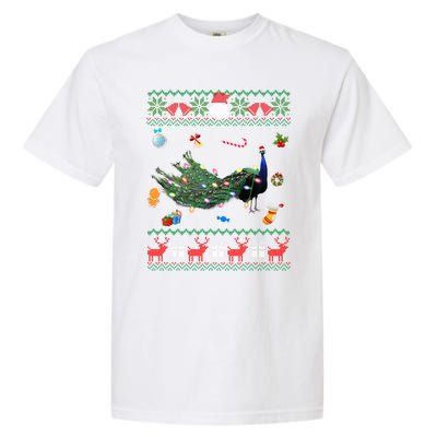 Funny Ugly Xmas Sweater Animals Lights Christmas Peacock Cute Gift Garment-Dyed Heavyweight T-Shirt