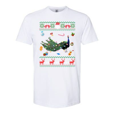 Funny Ugly Xmas Sweater Animals Lights Christmas Peacock Cute Gift Softstyle CVC T-Shirt