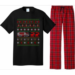 Firefighter Ugly Xmas Fire Fire Truck Christmas Gift Pajama Set