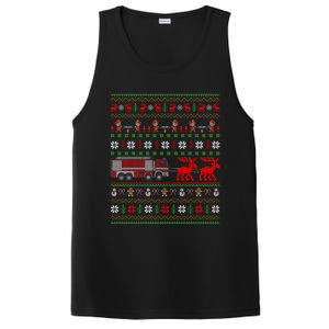 Firefighter Ugly Xmas Fire Fire Truck Christmas Gift PosiCharge Competitor Tank