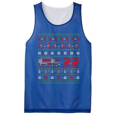 Firefighter Ugly Xmas Fire Fire Truck Christmas Gift Mesh Reversible Basketball Jersey Tank